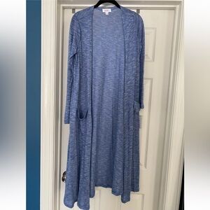 LuLaRoe Sarah White and Blue Heathered Cardigan